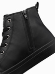 Męskie buty wysokie trampki z ozdobnym noskiem – czarne V1 OM-FOTH-0157