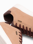 Buty męskie sneakersy z łączonych materiałów - brązowe V1 OM-FOCS-0108
