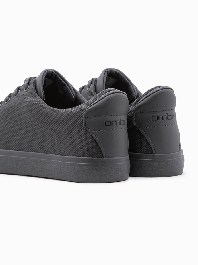 Casual one-color men's sneakers with combined materials - gray V5 OM-FOCS-0105
