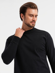 Men's LOOSE FIT cotton longsleeve with round neckline - black V1 OM-LSBC-0129