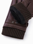 Men's eco suede gloves with welt - black V1 OM-ACGL-0112