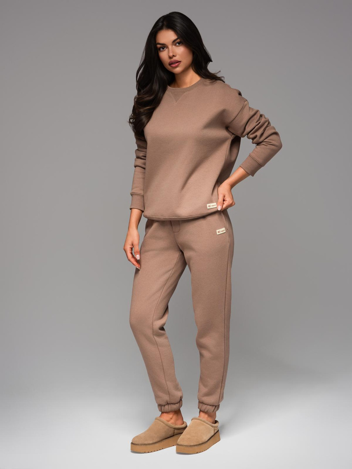 Klasyczne spodnie dresowe unisex ze ściągaczami – brązowe V16 OU-PSBC-0100