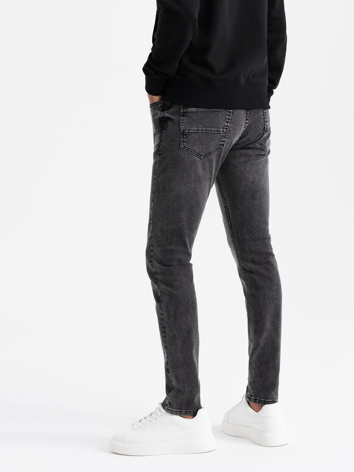Dopasowane jeansowe męskie spodnie SLIM FIT z elastanem – grafitowe V3 OM-PADP-0214