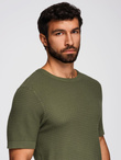 Structured knitted shirt for men - olive V1 OM-TSCT-0253