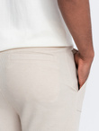 Men's structured knit sweatpants - light beige V1 OM-PASK-0211