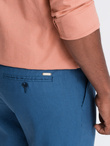 Men's linen blend chino roll-up pants - blue denim V5 OM-PACP-0198