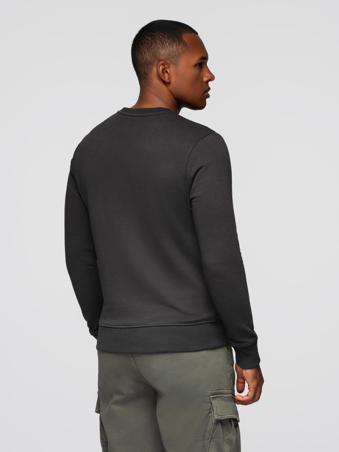 Men's collegiate print sweatshirt - dark brown V2 OM-SSPS-0154