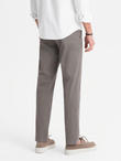 Spodnie męskie chino REGULAR FIT z delikatną strukturą – szare V1  OM-PACP-0184
