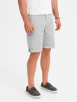 Men's classic chino shorts with rolled up leg - grey V12 OM-SRCS-0197