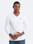 Men's signature elastane longsleeve with crew neckline - white V1 OM-LSCL-0110
