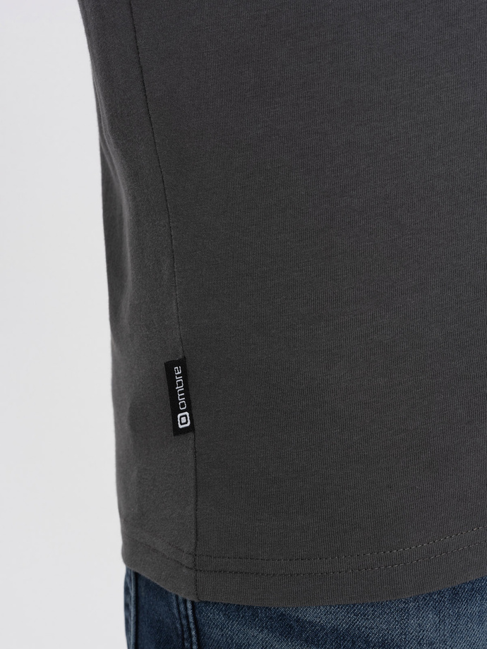 Męski longsleeve BASIC z okrągłym dekoltem - grafitowy V6 OM-LSBL-0106