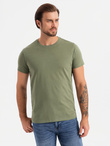 Zestaw męskich bawełnianych t-shirtów BASIC z okrągłym dekoltem – czarny/granatowy/khaki V3 OM-TSBS-0232