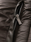 Men's imitation leather jacket with ribbed hem - dark brown V1 OM-JAFL-0109