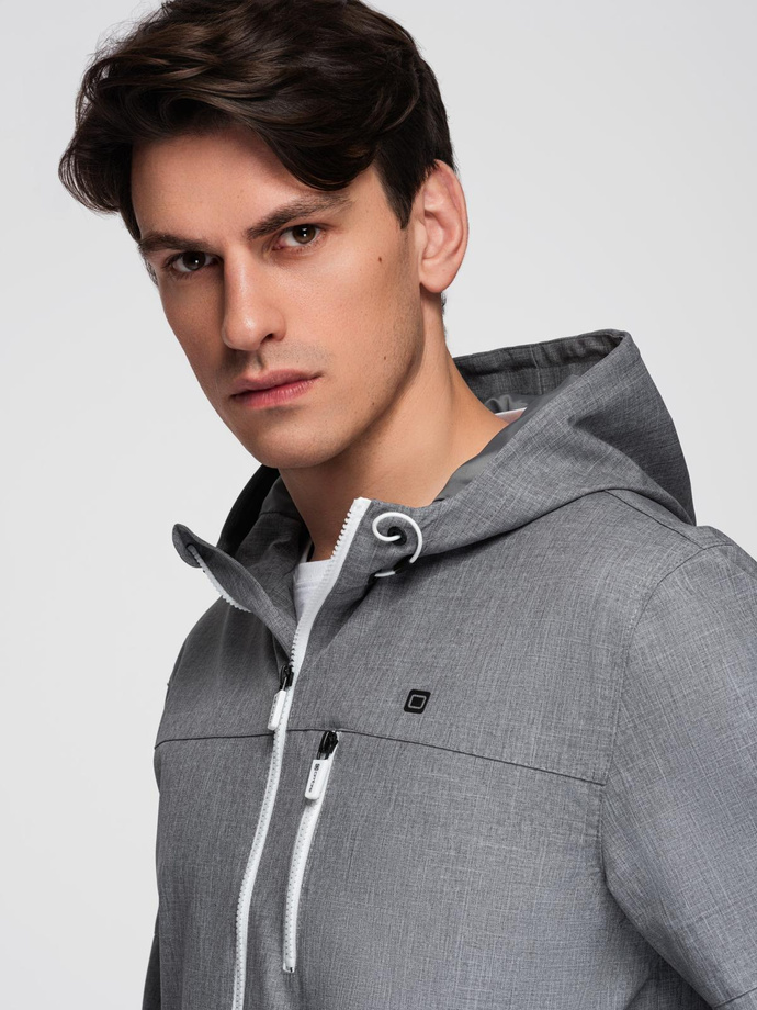 Men's lightweight sports jacket with fleece lining - gray V3 OM-JANP-0136