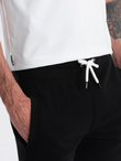Men's knitted shorts with drawstring and pockets - black V5 OM-SRBS-0139