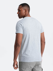 Męski klasyczny bawełniany T-shirt BASIC - szary melanż V5 OM-TSBS-0146 