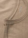 Cotton T-shirt with print on chest and back - dark beige V2 OM-TSWT-0201