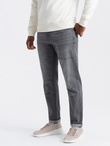 Męskie spodnie jeansowe TAPERED FIT z przeszyciami i podwiniętymi nogawkami – szare V2 OM-PADP-0161