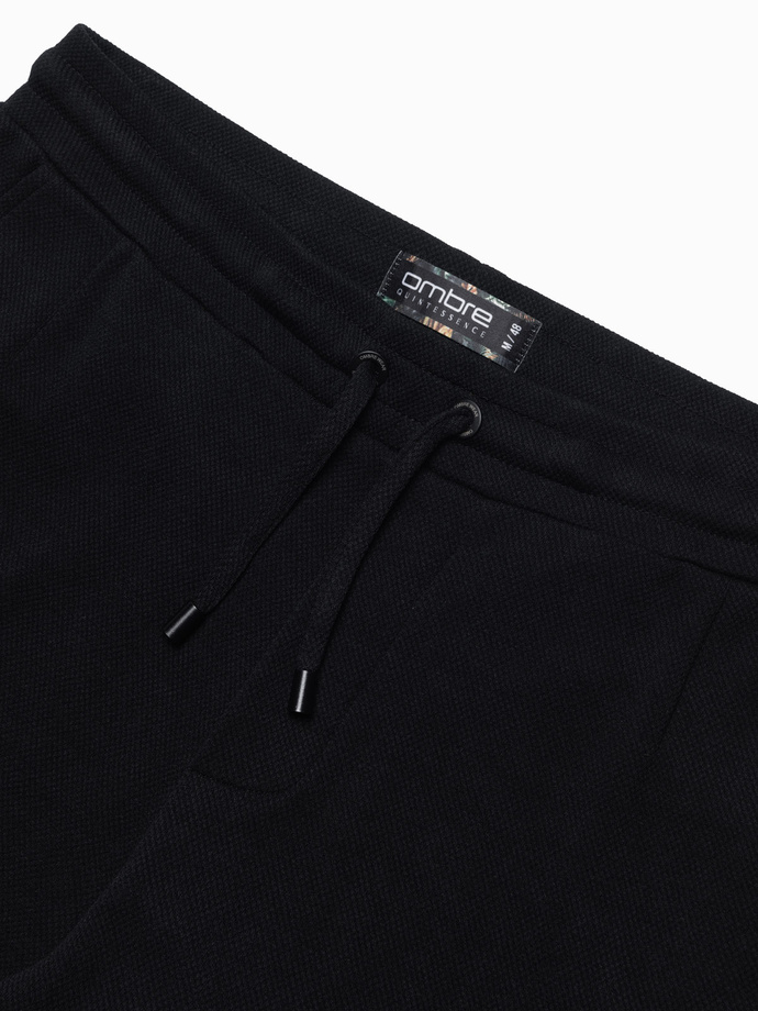 Men's knit shorts with elastic waistband - black V2 OM-SRCS-0107