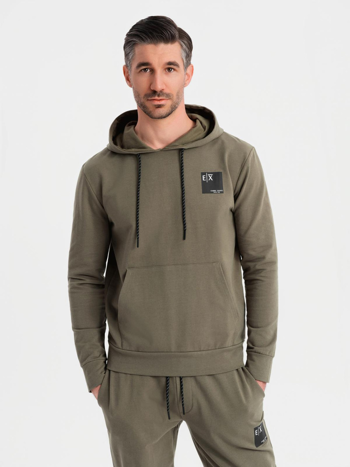 Men's sweatshirt set hoodie + sweatpants - olive V4 Z107 
