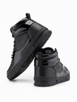 Wysokie buty męskie sneakersy z połyskującymi elementami – czarne V1 OM-FOSH-0178