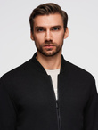 Men's quilted jacket with high zipped hood - black V1 OM-JAHP-0238
