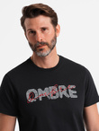 Men's cotton t-shirt with double printed logo - black V2 OM-TSPT-0211