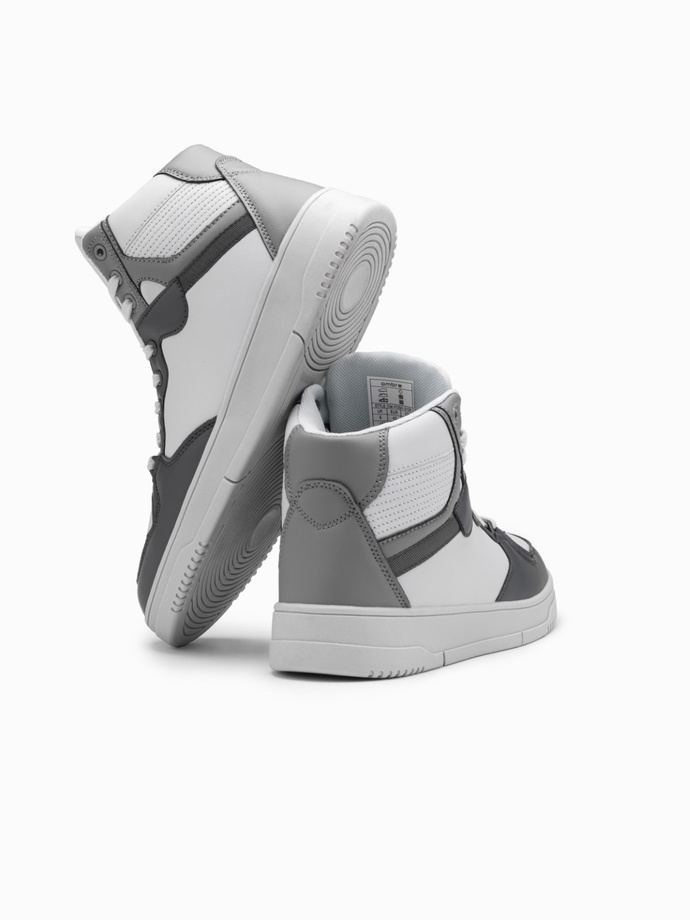 Buty męskie sneakersy z wysoką cholewką – szare V2 OM-FOSH-0139