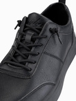 Męskie monochromatyczne buty w stylu sportowym z przeszyciami – czarne V4 OM-FOCS-0159 