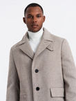 Single-breasted patterned men's coat with pockets - ash V1 OM-COWC-0108