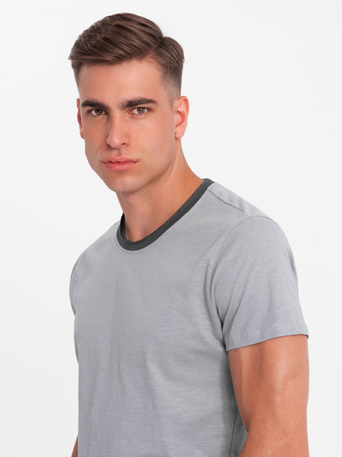 Men's T-shirt with raw finish - gray V1 OM-TSCT-22SS-004