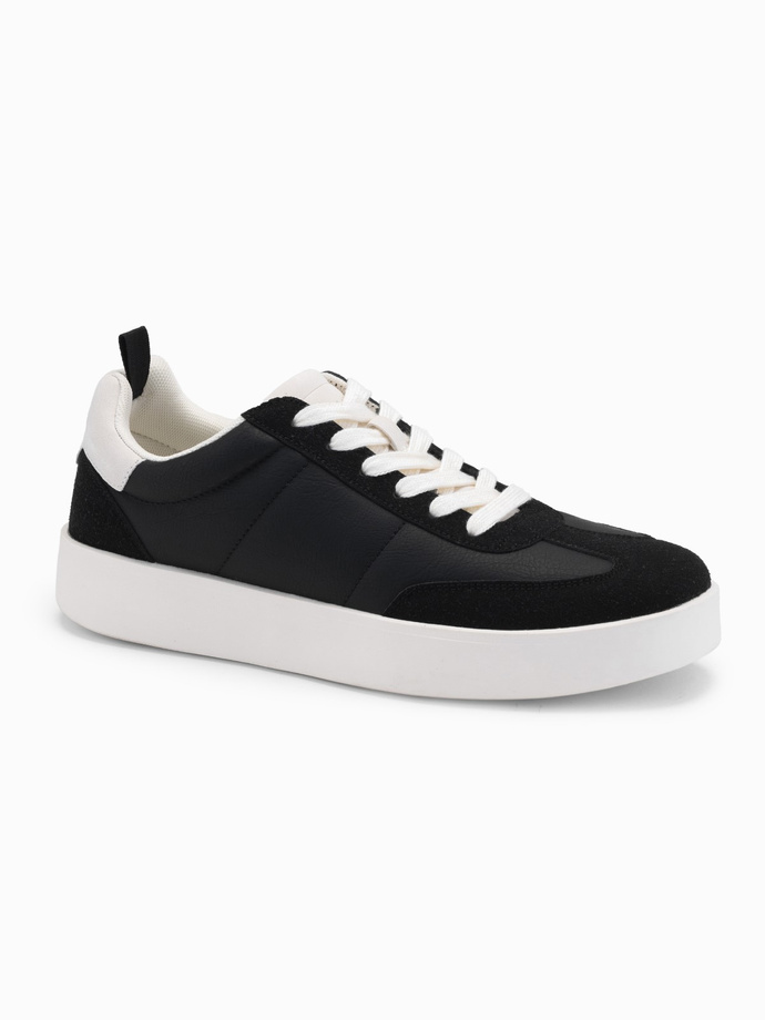 Męskie oldschoolowe sneakersy na grubej podeszwie – czarne V4 OM-FOSL-0170