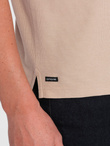 Men's collarless polo shirt - beige V5 OM-TSCT-0156