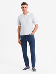 Classic men's SLIM FIT jeans with elastane - dark blue V3 OM-PADP-0216