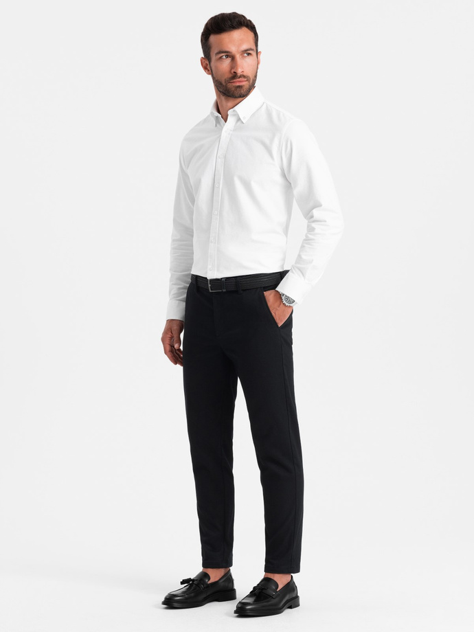 Spodnie męskie chino SLIM FIT z  delikatną teksturą - czarne V5 OM-PACP-0190