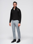 Men's sweatshirt with unbuttoned high collar and contrasting print - black V1 OM-SSZP-0211