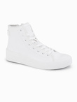 Men's high-top sneakers with zipper for easy on - white V2 OM-FOTH-0184