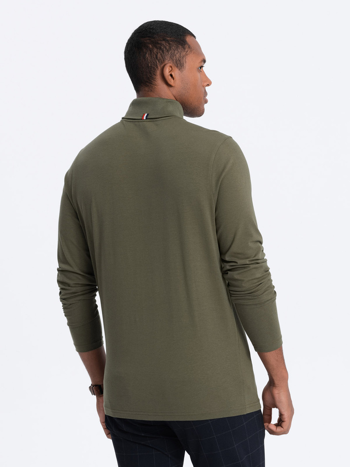 Men's turtleneck longsleeve - dark olive V4 OM-LSCL-0112