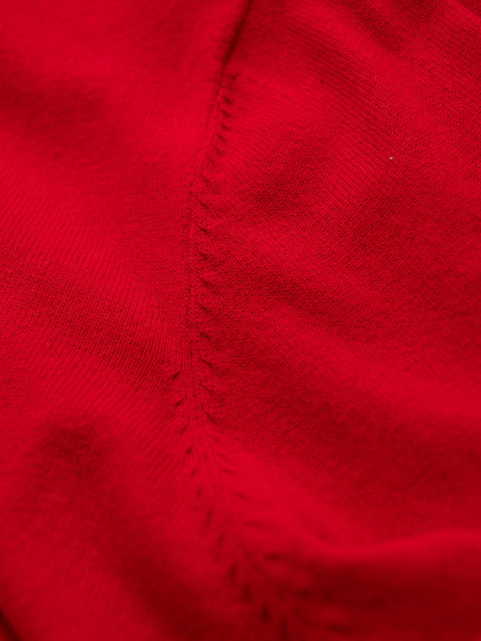 Men's sweater with a "v-neck" neckline with a shirt collar - red V4 OM-SWSW-0102