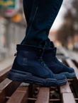 Men's ankle sneaker boots with sculpted sole - navy blue V4 OM-FOBO-0122