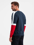 Tri-color men's sweatshirt with raglan sleeves - navy blue V2 OM-SSNZ-22FW-003