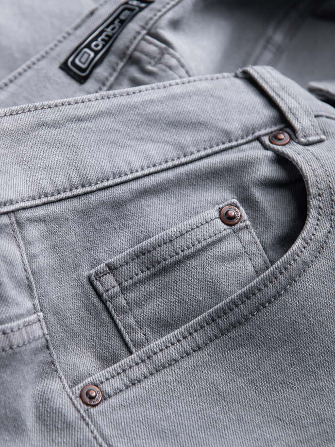 Spodnie męskie jeansowe bez przetarć SLIM FIT - szare V1 OM-PADP-0148