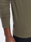 Men's unprinted longsleeve with v-neck - dark olive V2 OM-LSBL-0108