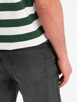 Men's shorts with elastic waistband and wash effect - grey V3 OM-SRDS-0192
