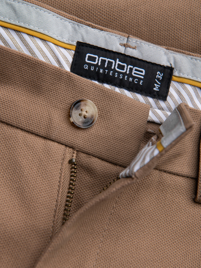 Men's SLIM FIT chino pants - light brown V2 OM-PACP-0186