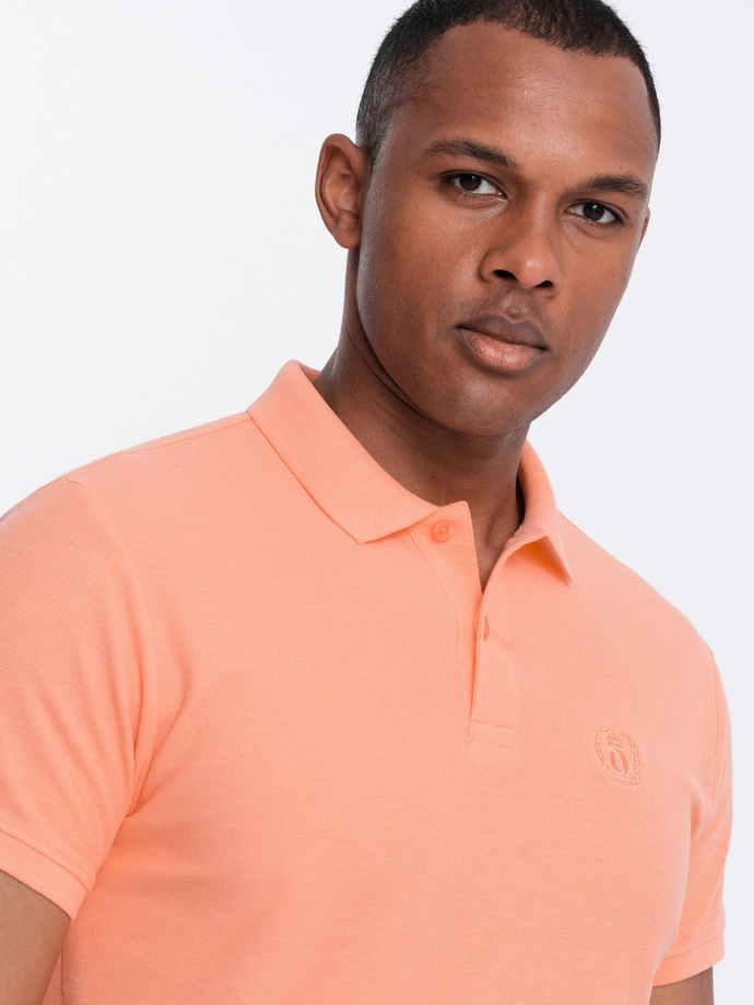 Men's BASIC single color pique knit polo shirt - peach V19 OM-POBS-0100