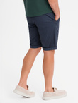 Men's classic chino shorts with rolled up leg - navy blue V10 OM-SRCS-0197