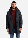 Klasyczna długa męska kurtka typu parka – czarna V6 OM-JALJ-0166