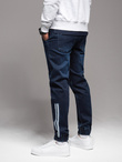 Men's denim joggers with piping - dark blue V4 OM-PADJ-0156