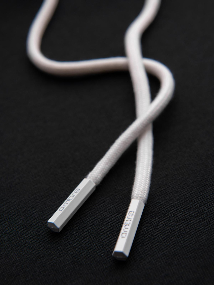 Men's sweatshirt with contrast stitching and hood - black V1 OM-SSNZ-0250